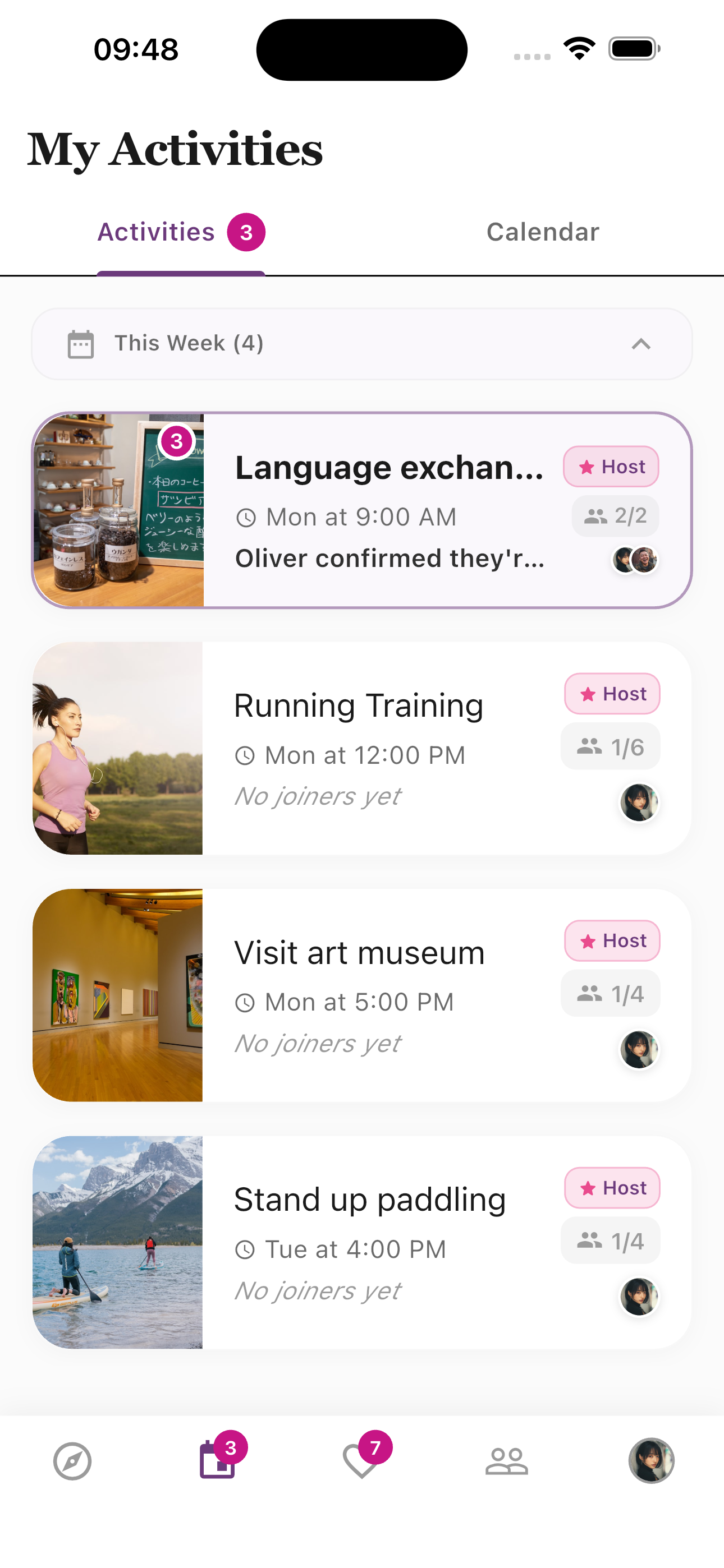 My activities overview